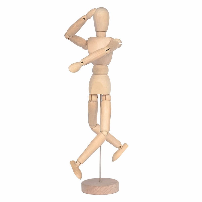 VOBRAMY 2 Pack 12 Inches Tall Wooden Mannequin Artist Manikin with Stand - Great for Drawing or Desktop Decor ï¼ˆMen and Women/Dad and Mom ï¼‰ - Image 4